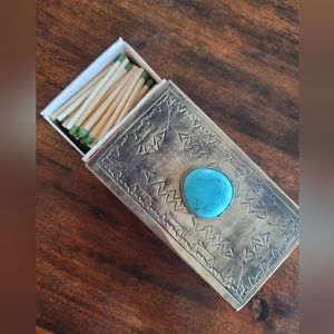 J. Alexander Large Match Holder Turquoise Silver